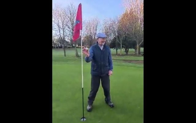 Willie Clinton, 91, after landing a hole-in-one at Forrest Little Golf Club in Dublin.