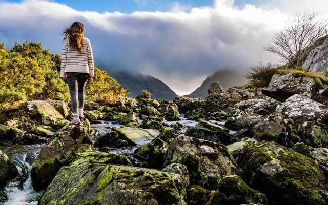 Walking in the Gap of Dunloe in Killarney National Park in Co Kerry.