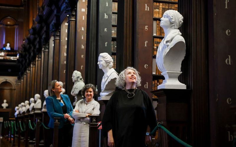 Trinity College unveils first-ever sculptures of women in historic Long Room