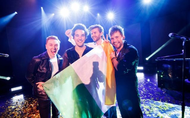Wild Youth celebrate after winning Eurosong on Friday night. 