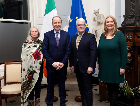 Exhibition designer Ger Garland, Tanaiste Micheal Martin, Dr. Michael Kennedy and exhibition curator Dr. Miriam Nyhan Grey.