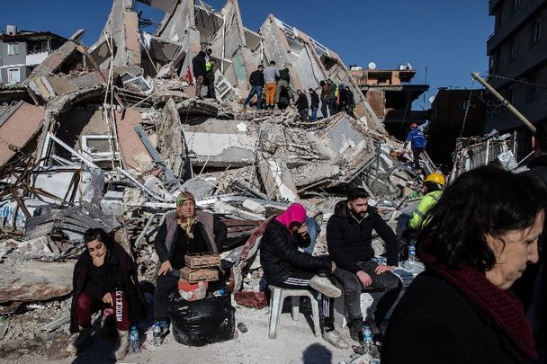 February 8, 2023: People wait for news of their loved ones, believed to be trapped under collapsed building in Hatay, Turkey. A 7.8-magnitude earthquake hit near Gaziantep, Turkey, in the early hours of Monday, followed by another 7.5-magnitude tremor just after midday. The quakes caused widespread destruction in southern Turkey and northern Syria and were felt in nearby countries. 