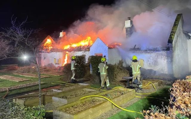Firefighters tackle the blaze at the Lindholm family home in County Offaly. 