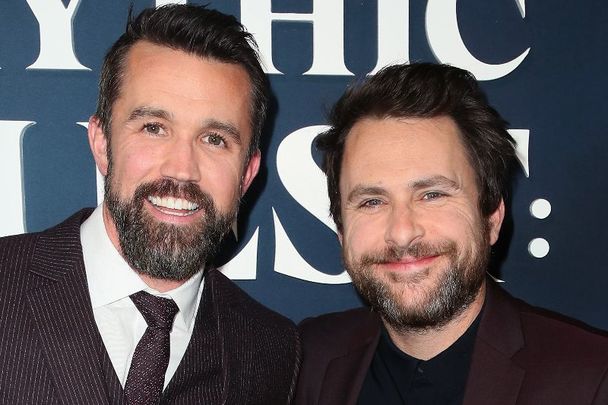 January 29, 2020: Rob McElhenney (L) and Charlie Day attend the premiere of Apple TV+\'s \"Mythic Quest: Raven\'s Banquet\" at The Cinerama Dome in Los Angeles, California. 