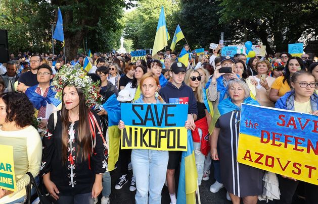 A march through Dublin on Ukrainian Independence Day in 2022.