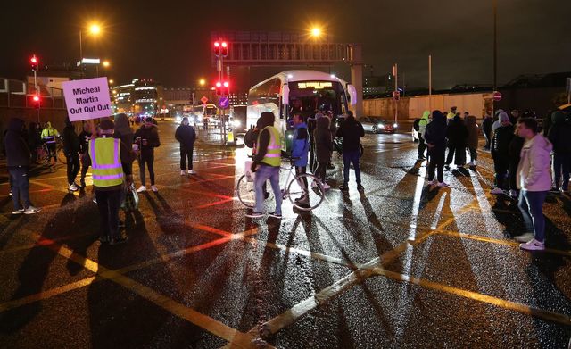 Anti-immigrant protests at Dublin port, in East Wall, in Dublin. 