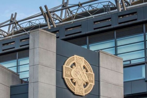 The GAA crest outside the walls of Croke Park stadium, in Dublin.