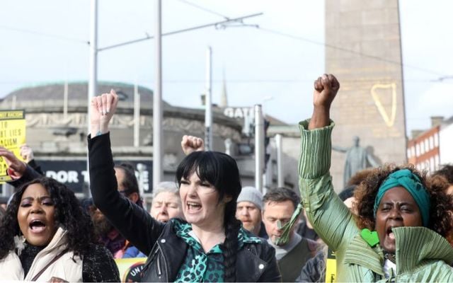 February 18, 2023: People at the Ireland for All Solidarity March in Dublin.