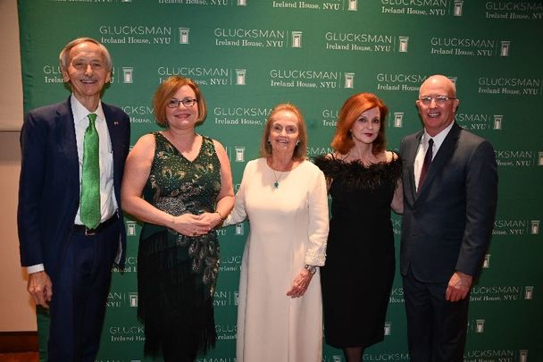 February 27, 2023: Ted Smyth, Helena Nolan, Loretta Brennan Glucksman, Maureen Dowd, and Bob McCann at the Glucksman Ireland House gala.