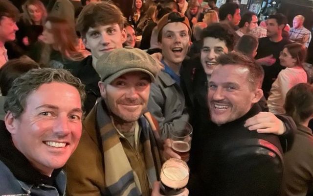David Beckham enjoying a pint of Guinness in Dublin for his son Cruz Beckham\'s 18th birthday.