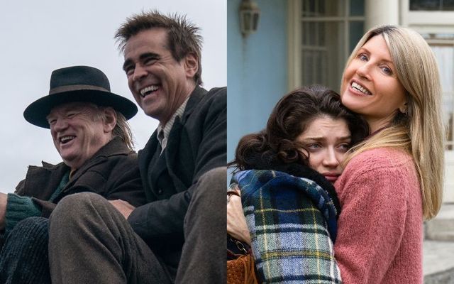 Brendan Gleeson and Colin Farrell in \"The Banshees of Inisherin,\" and Eve Hewson and Sharon Horgan in \"Bad Sisters.\"