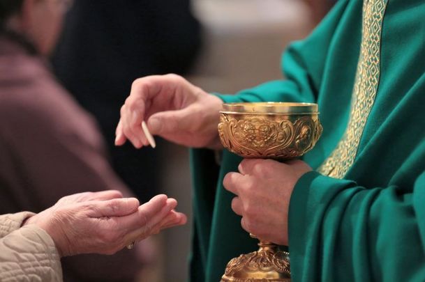 Cardinal McElroy argued that too often, there are “barriers to the grace and gift of the Eucharist,” such as “the exclusion of divorced and remarried and LGBT persons from the Eucharist.”