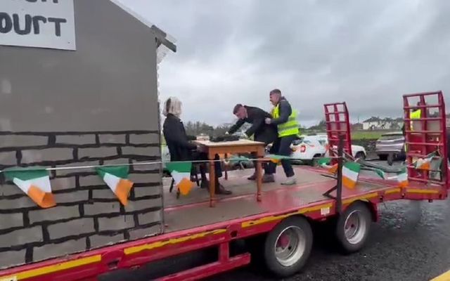 An Enoch Burke float at a St. Patrick\'s Day parade in Shrule, County Mayo. 