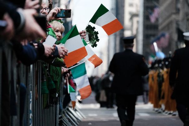 March 17, 2023: People watch the St. Patrick\'s Day Parade along 5th Ave in New York City. Known as the world\'s largest St. Patrick\'s Day Parade, dozens of bands, performers politicians, and other groups made their way up Fifth Avenue in a celebration of Irish heritage.