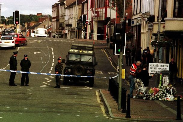 August 19, 1998: Police in Omagh, Co Tyrone after the bombing on August 15, 1998.