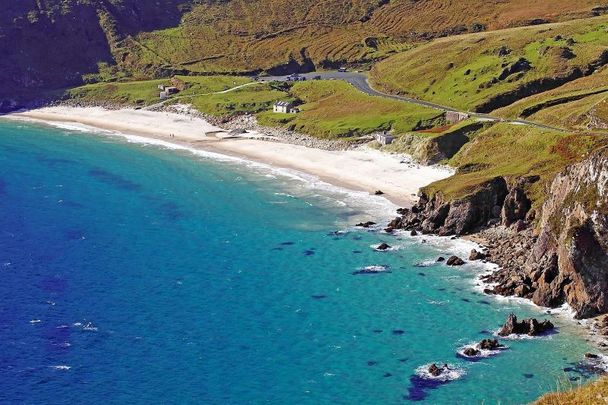 The crystal clear waters of Keem Bay, in Achill, County Mayo.