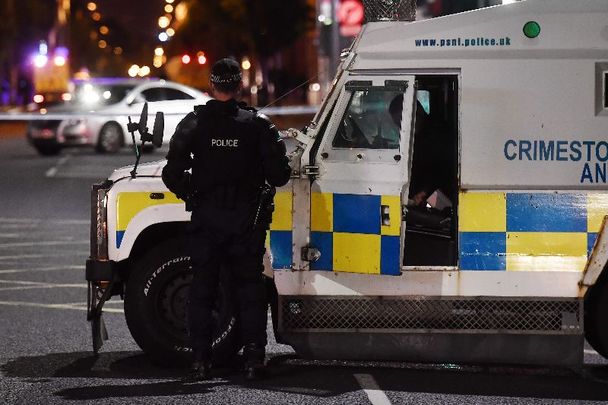 July 11, 2018: Police attend a suspect device left inside a car on the Newtownards road in Belfast, Northern Ireland.