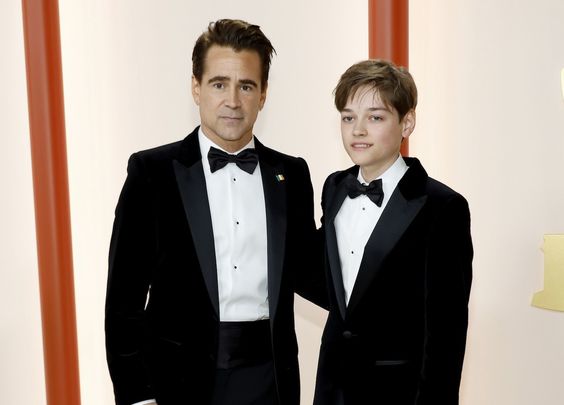 Colin Farrell and his son Henry Farrell Tadeusz attend the 95th Annual Academy Awards on March 12, 2023.