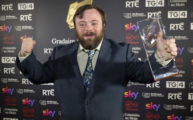 James Martin wins the Outstanding Newcomer Award at the 2023 RTS Ireland Television Awards.