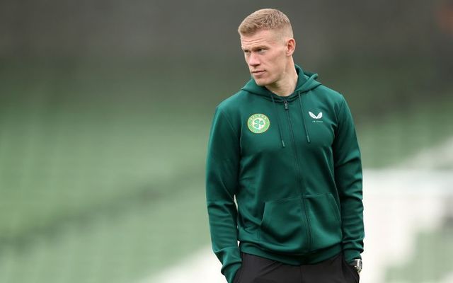 James McClean of Republic of Ireland inspects the pitch prior to the UEFA EURO 2024 qualifying round group B match between Republic of Ireland and France.