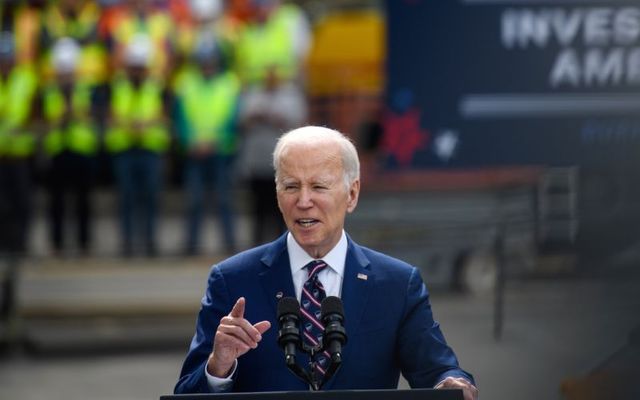 U.S. President Joe Biden speaks during a visit to Wolfspeed, a semiconductor manufacturer, as he kicks off his Investing in America Tour on March 28, 2023 in Durham, North Carolina