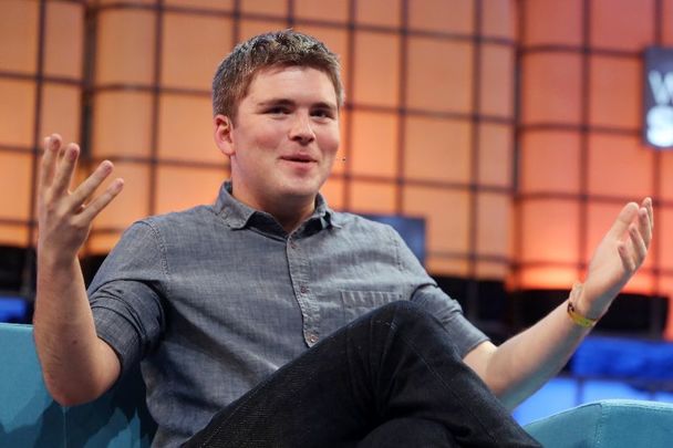 November 4, 2015:  John Collison speaking at the Web Summit in the RDS in Dublin.