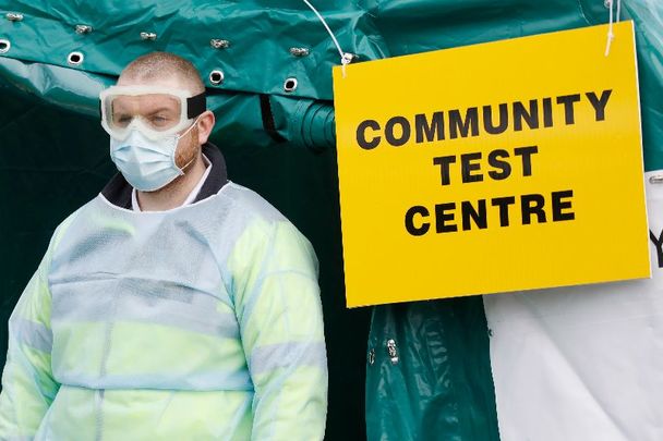 March 25, 2021:  Staff at a symptom-free walk-in COVID-19 testing centre at Grangegorman Primary Care Centre.