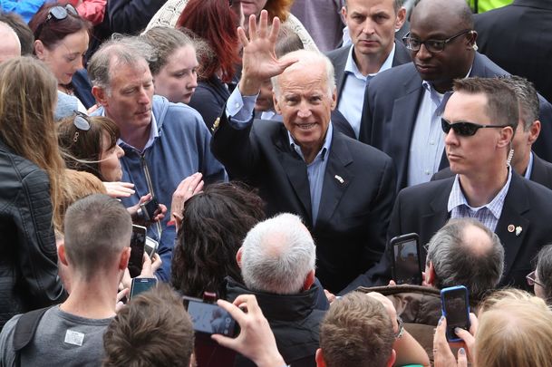 President Joe Biden, then VP, greeting the public in Carlingford, County Louth, in 2016.