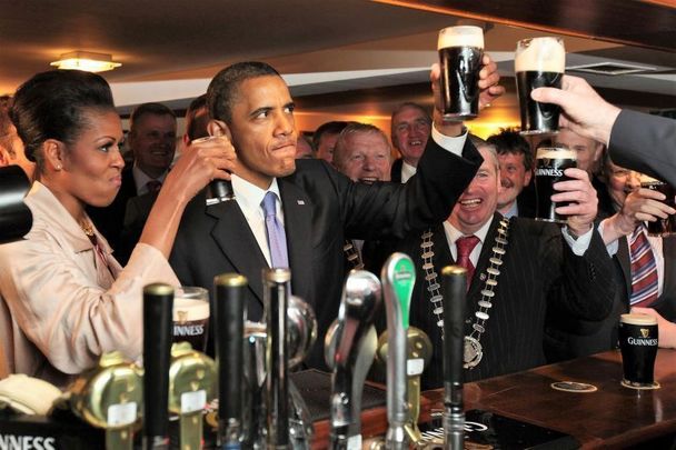 May 23, 2011: President Barack Obama and First Lady Michelle Obama in Hayes Bar in Barack\\\'s ancestral home of Moneygall, Co Offaly.