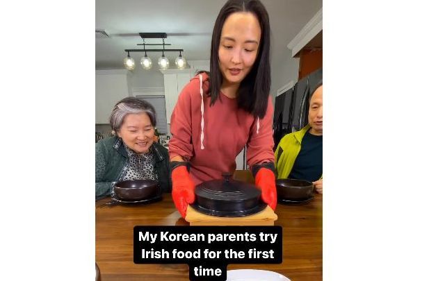 A video from Instagrammer CrazyKoreanCooking shows her Korean parents\' first time tasting Irish food.