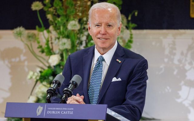 April 13, 2023: US President Joe Biden addresses a banquet dinner at Dublin Castle in Ireland.