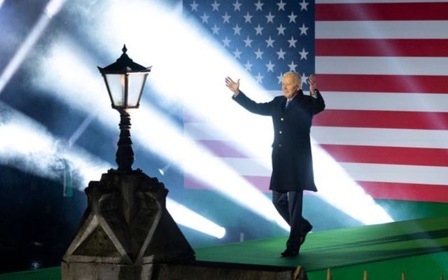 Biden emerges on stage on Friday night, 