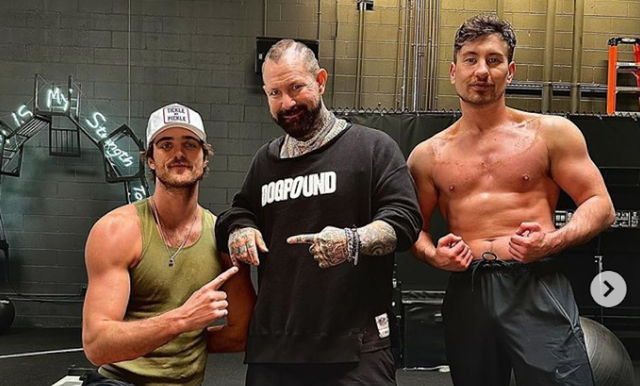 Jacob Elordi, trainer Kirk Myers, and Barry Keoghan.