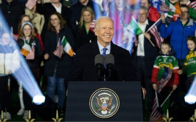 April 14, 2023: US President Joe Biden giving a public address in Ballina, Co Mayo on the final day of his Irish visit.