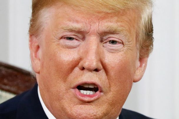 June 5, 2019: US President Donald Trump at Shannon Airport speaking with reporters before a private meeting with Taoiseach Leo Varadkar.