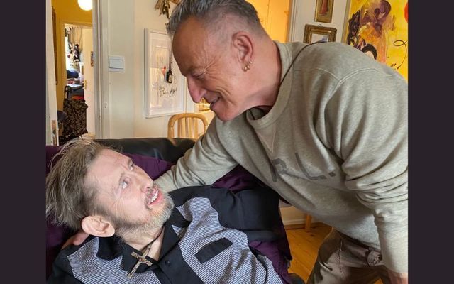 Bruce Springsteen greets Pogues frontman Shane MacGowan. 