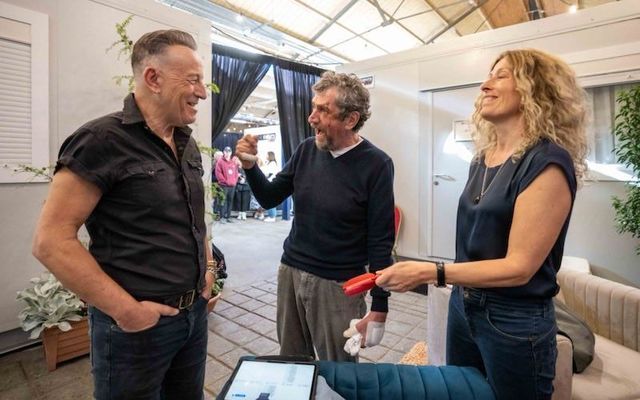 Bruce Springsteen and Charlie Bird chat before Springsteen\'s Dublin gig on Friday night. \n