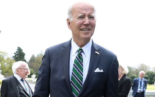 April 13, 2023: US President Joe Biden speaking to the media at Áras an Uachtaráin in Dublin.