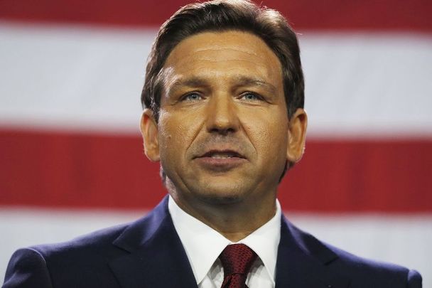 November 8, 2022:  Florida Gov. Ron DeSantis gives a victory speech after defeating Democratic gubernatorial candidate Rep. Charlie Crist during his election night watch party at the Tampa Convention Center in Tampa, Florida. DeSantis was the projected winner by a double-digit lead.