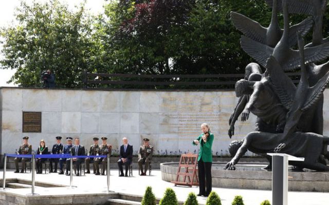 Violinist Aoife Ní Bhriain performs during Sunday\'s centenary. 