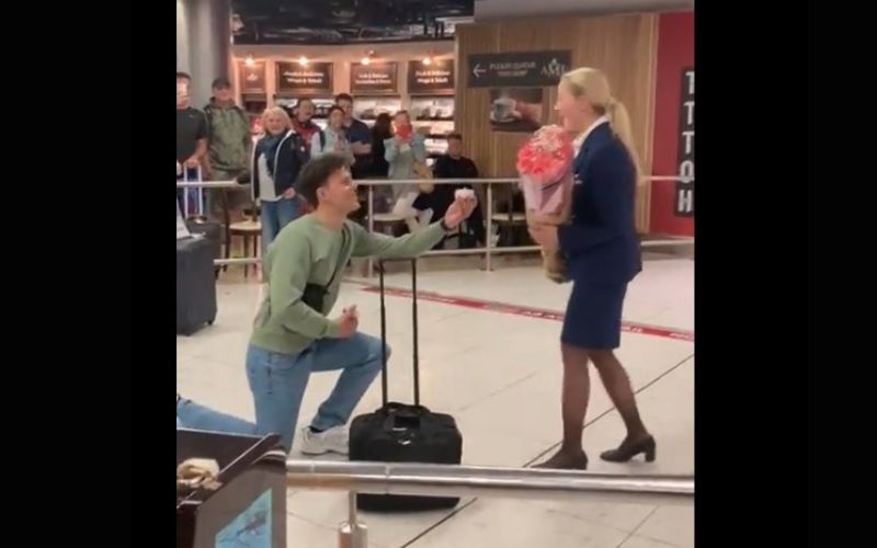WATCH: Love is in the air! Flight attendant gets surprise proposal at Dublin Airport