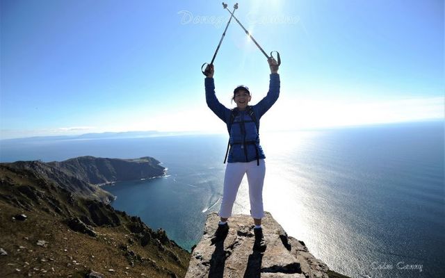 Peggy Stringer on Sliabh Liag during the 2022 Donegal Camino. 