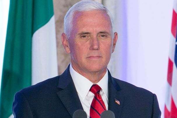 September 3, 2019: US Vice President Mike Pence giving a press statement to the media at Farmleigh House in Dublin.