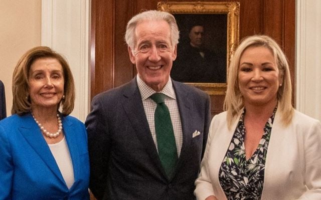 Representative Nancy Pelosi, Representative Richard Neal, and Northern Ireland\'s First Minister-designate Michelle O\'Neill on Capitol Hill.