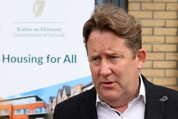 May 19, 2023: Ireland\'s Minister for Housing, Local Government and Heritage Darragh O\'Brien opening 28 new social homes at Millers Square, Millers Glen, Swords.