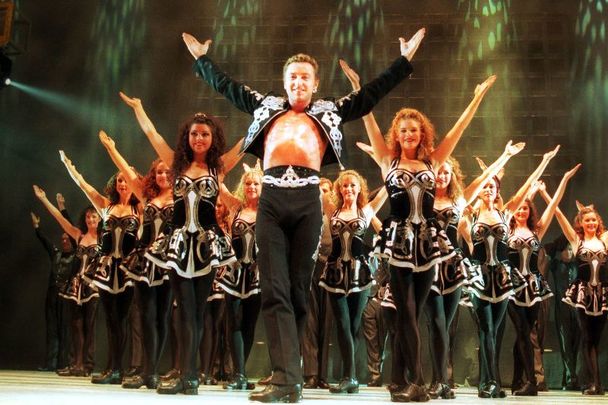 July 2, 1996: Michael Flatley on stage for opening night of \"Lord of the Dance\" at The Point Depot theatre in Dublin, Ireland.