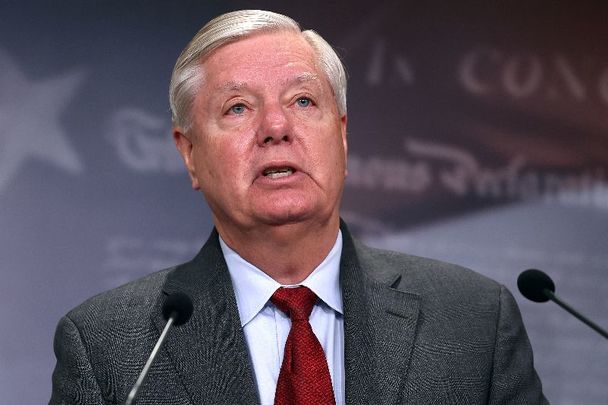 May 3, 2023: US Senator Lindsey Graham (R-SC) speaks on Title 42 immigration policy in Washington, DC.