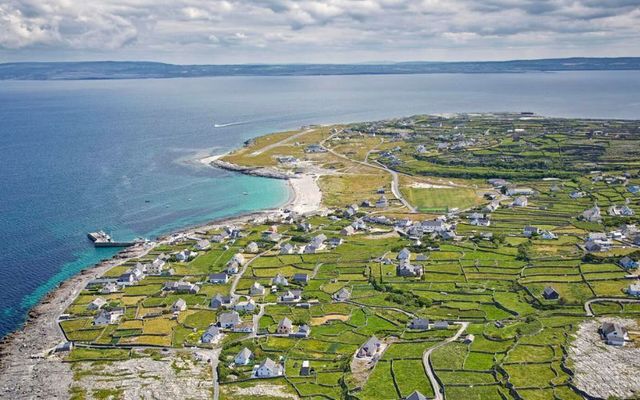 An aerial view of Inis Oírr (Inisheer), Aran Islands, Co Galway.