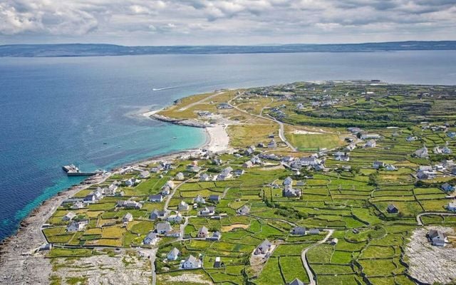 An aerial view of Inis Oírr (Inisheer), Aran Islands, Co Galway.