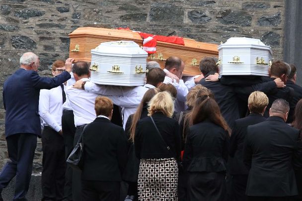 September 3, 2016: The bodies of the Hawe family arrive at the Church of St. Mary in Castlerahan in Co Cavan. The family died in tragic circumstances as a result of a murder-suicide.